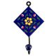 Navy Blue Ceramic Floral Tile Hook